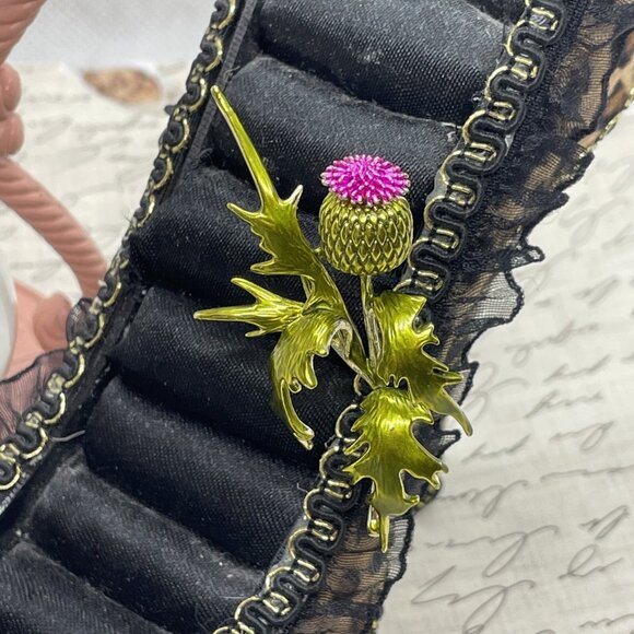 Thistle Pin Gold Flower Scotland Classic Brooch Hat Pin Scarf jewelry Purple - Picture 12 of 16